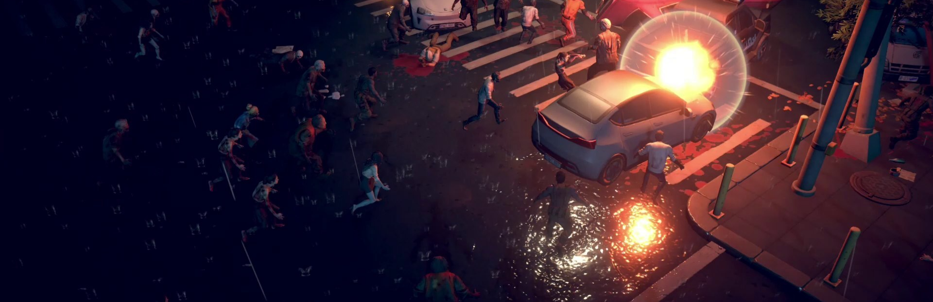 Survival Log night street zombie horde battle scene