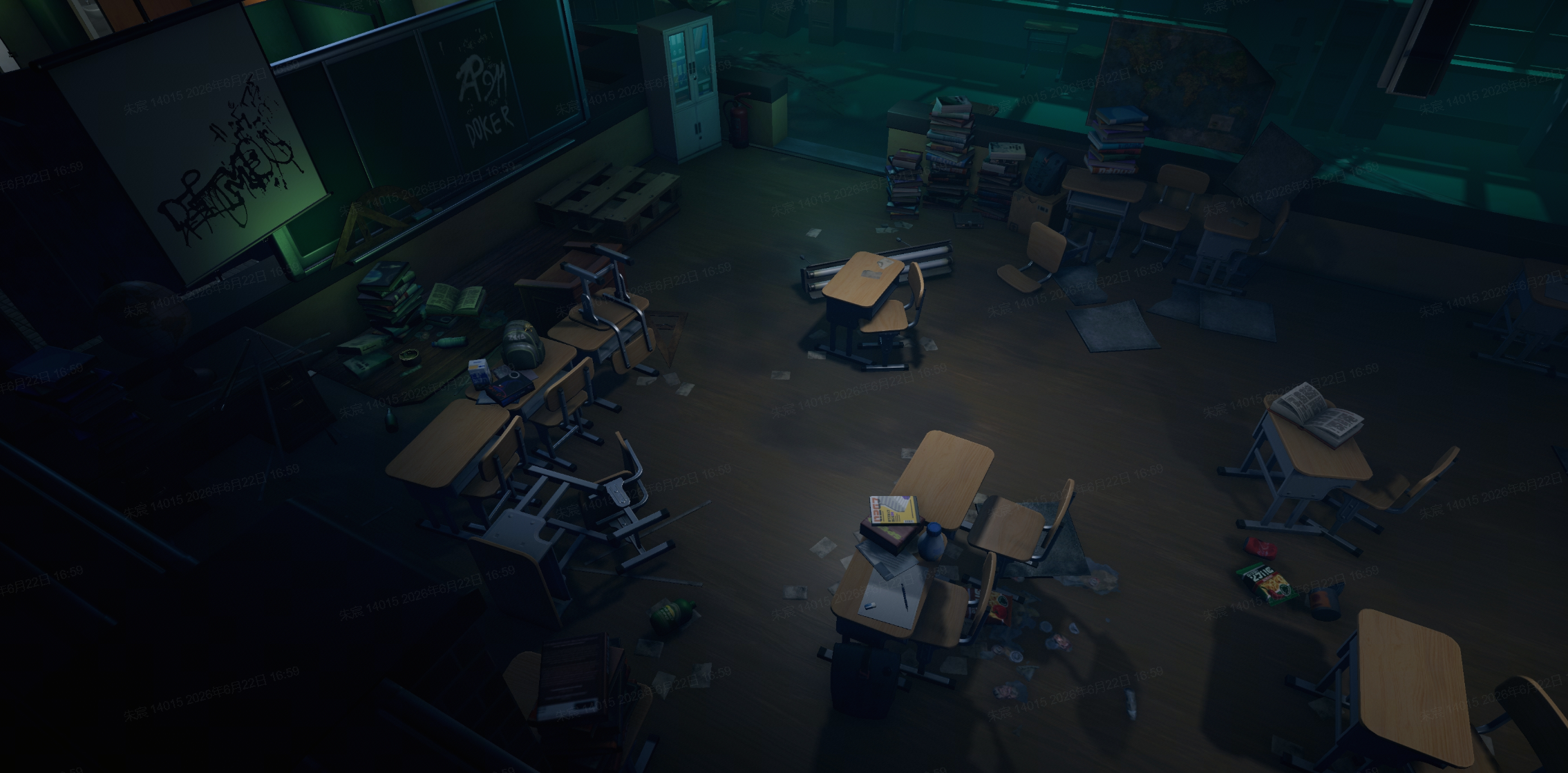 Survival Log abandoned classroom exploration scene